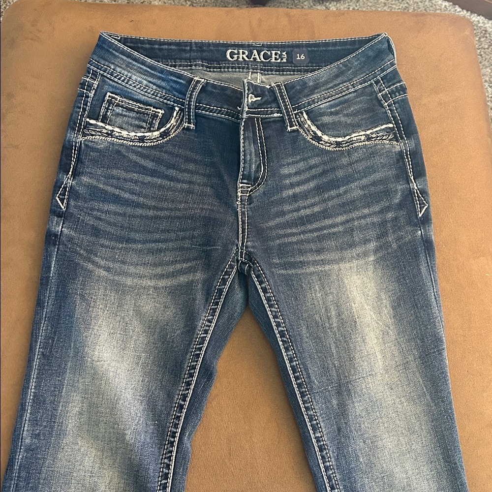Grace Distressed Indigo Jeans